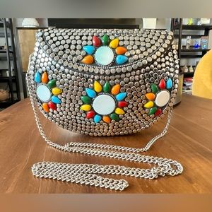Artisan Nepal Studded Metal Sun Mosaic Hard Case Bag